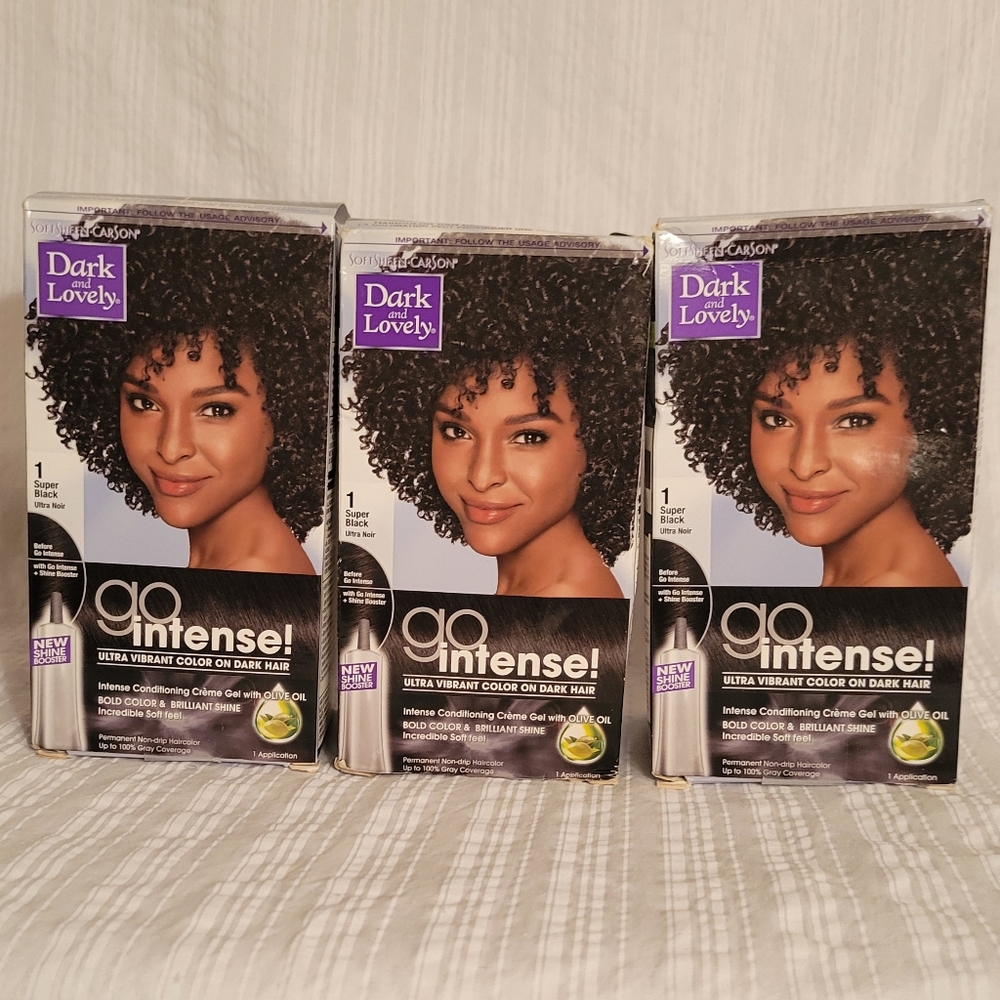 Dark and Lovely Go Intense Permanent Hair Color #1 Super Black, 3 boxes